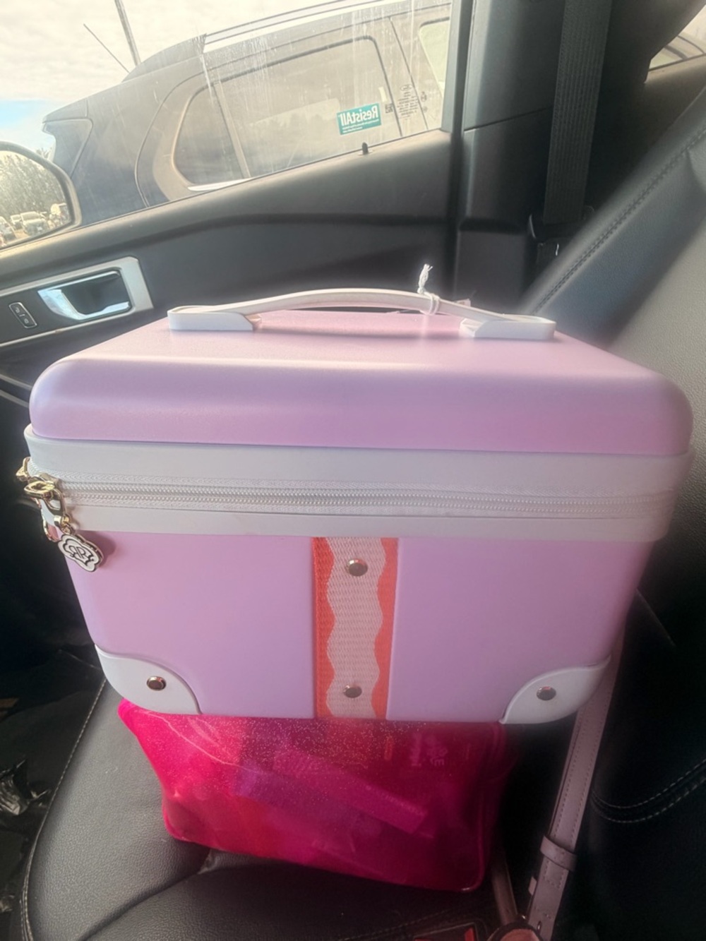 Roller Rabbit Pink & White Hard Shell Cosmetic Case